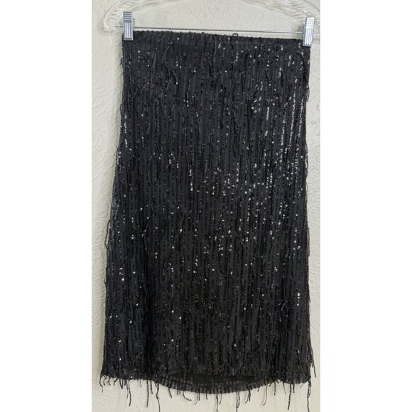 Strapless Sequin Fringe Mini Bodycon Dress Wild Fable Large Flapper Style EUC - Picture 2 of 13